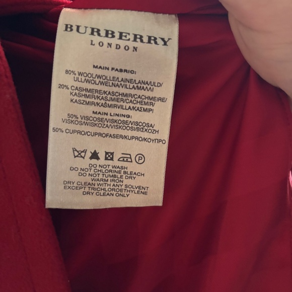Red Burberry Peacoat XL - Picture 5 of 10